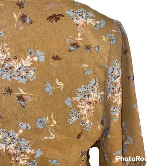 Free People Gold Floral Fully Lined Dress Size Small boho festival - Picture 10 of 15